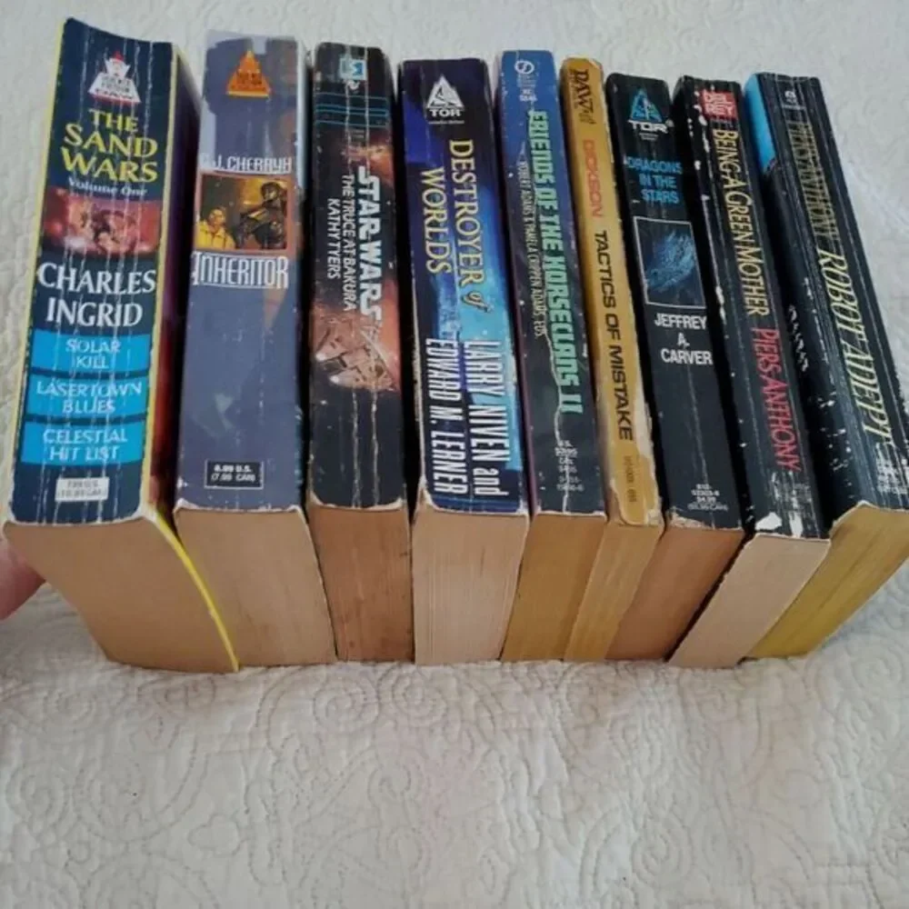 Science Fiction Lot of 9 Fantasy PB Vintage Books Cherryh, Anthony, Adept, Niven